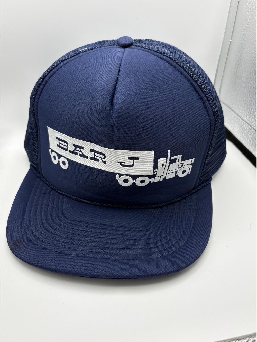Vintage Cobra Bar J Navy Mesh Trucker Hat Cap One Size Fits